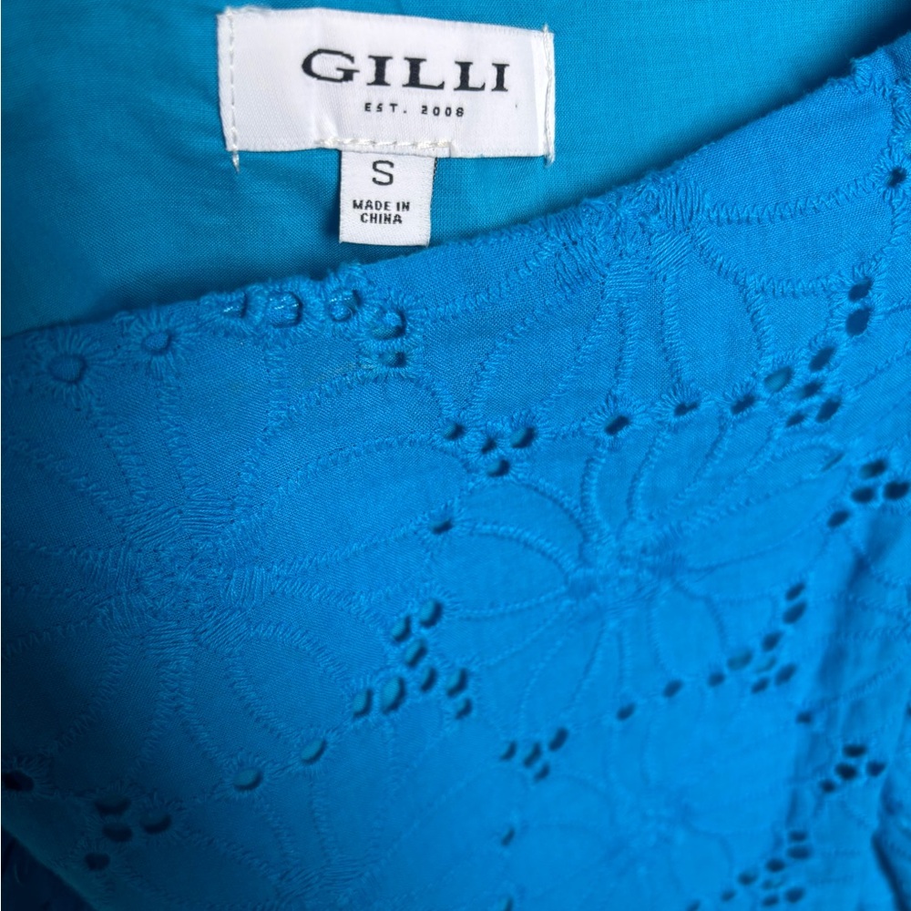 Blue Eyelet Ruffle Top - Picture 3 of 3